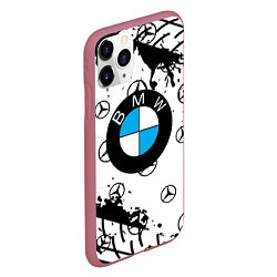 Чехол iPhone 11 Pro матовый BMW x Mercedes краски, цвет: 3D-малиновый — фото 2