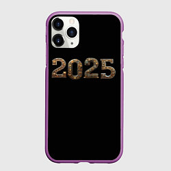 Чехол iPhone 11 Pro матовый Металическая надпись 2025 год в стиле стимпанк, цвет: 3D-фиолетовый