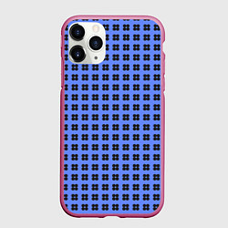 Чехол iPhone 11 Pro матовый Паттерн квадратов из кругов, цвет: 3D-малиновый