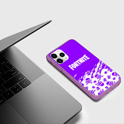 Чехол iPhone 11 Pro матовый Fortnite skull pattern, цвет: 3D-фиолетовый — фото 2