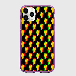 Чехол iPhone 11 Pro матовый Billie Eilish glitch pattern, цвет: 3D-фиолетовый