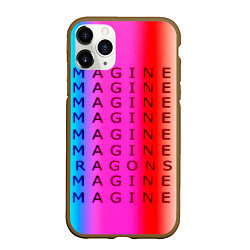 Чехол iPhone 11 Pro матовый Imagine Dragons neon rock
