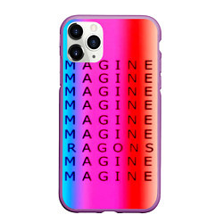 Чехол iPhone 11 Pro матовый Imagine Dragons neon rock, цвет: 3D-фиолетовый