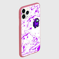 Чехол iPhone 11 Pro матовый Among us neon colors game, цвет: 3D-малиновый — фото 2