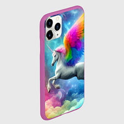 Чехол iPhone 11 Pro матовый Космический крылатый единорог - нейросеть, цвет: 3D-фиолетовый — фото 2