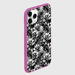 Чехол iPhone 11 Pro матовый Вороны в цветах, цвет: 3D-фиолетовый — фото 2