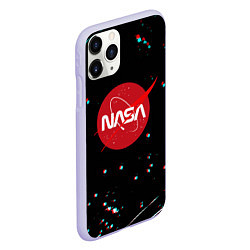 Чехол iPhone 11 Pro матовый NASA glitch splash, цвет: 3D-светло-сиреневый — фото 2