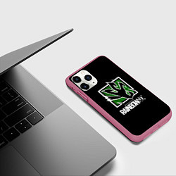Чехол iPhone 11 Pro матовый Ubisoft game rainbow six, цвет: 3D-малиновый — фото 2