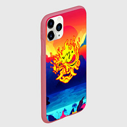 Чехол iPhone 11 Pro матовый Samurai fire logo japan, цвет: 3D-малиновый — фото 2
