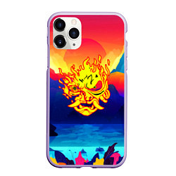 Чехол iPhone 11 Pro матовый Samurai fire logo japan, цвет: 3D-светло-сиреневый