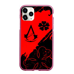 Чехол iPhone 11 Pro матовый Assassins Creed logo clewer, цвет: 3D-малиновый