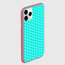 Чехол iPhone 11 Pro матовый Паттерн неоновый циан со звездами, цвет: 3D-малиновый — фото 2