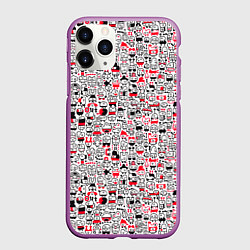 Чехол iPhone 11 Pro матовый Человечки с антенками, цвет: 3D-фиолетовый