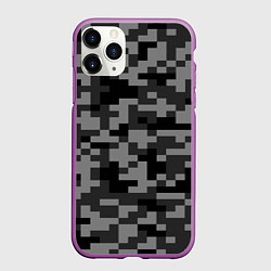 Чехол iPhone 11 Pro матовый Камуфляжные пиксели блэк, цвет: 3D-фиолетовый