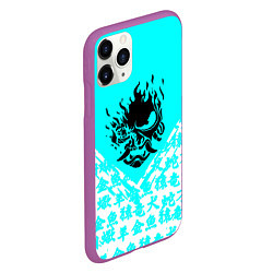 Чехол iPhone 11 Pro матовый Cyberpunk neon samurai japan, цвет: 3D-фиолетовый — фото 2