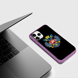 Чехол iPhone 11 Pro матовый Имперский двуглавый герб, цвет: 3D-фиолетовый — фото 2