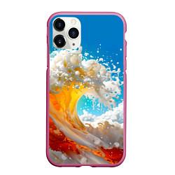 Чехол iPhone 11 Pro матовый Море пива - большая волна, цвет: 3D-малиновый