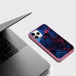 Чехол iPhone 11 Pro матовый Абстрактные треугольные элементы, цвет: 3D-малиновый — фото 2
