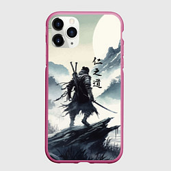 Чехол iPhone 11 Pro матовый Воин самурай - призрак Цусимы, цвет: 3D-малиновый