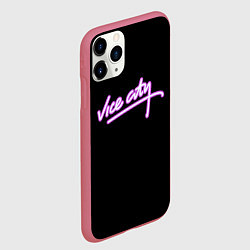 Чехол iPhone 11 Pro матовый Vice city logo neon, цвет: 3D-малиновый — фото 2