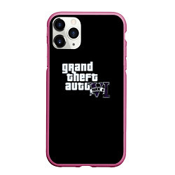 Чехол iPhone 11 Pro матовый GTA 6 logo vice city, цвет: 3D-малиновый