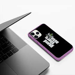 Чехол iPhone 11 Pro матовый GTA5 logo game rockstar, цвет: 3D-фиолетовый — фото 2