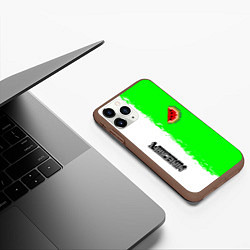 Чехол iPhone 11 Pro матовый Minecraft colors green game, цвет: 3D-коричневый — фото 2