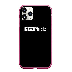 Чехол iPhone 11 Pro матовый GTA pixels, цвет: 3D-малиновый