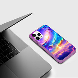 Чехол iPhone 11 Pro матовый Космос в неоновых тонах, цвет: 3D-фиолетовый — фото 2