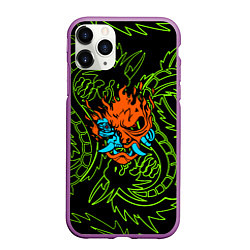 Чехол iPhone 11 Pro матовый Samurai dragon steel logo, цвет: 3D-фиолетовый