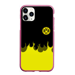 Чехол iPhone 11 Pro матовый Borussia fire fc, цвет: 3D-малиновый