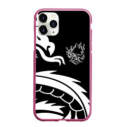 Чехол iPhone 11 Pro матовый Samurai dragon steel japan, цвет: 3D-малиновый