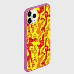 Чехол iPhone 11 Pro матовый Абстракция красный рисунок на желтом фоне, цвет: 3D-фиолетовый — фото 2