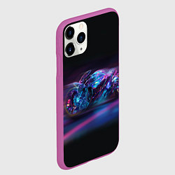 Чехол iPhone 11 Pro матовый Неоновый мотоцикл абстракция, цвет: 3D-фиолетовый — фото 2