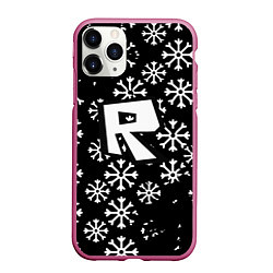 Чехол iPhone 11 Pro матовый Roblox winter, цвет: 3D-малиновый