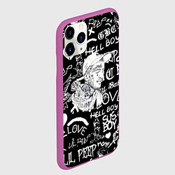 Чехол iPhone 11 Pro матовый Lil Peep pattern автографы лого, цвет: 3D-фиолетовый — фото 2