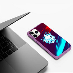 Чехол iPhone 11 Pro матовый Samurai geometry stripes neon, цвет: 3D-фиолетовый — фото 2