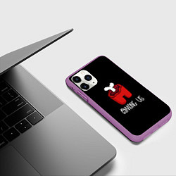 Чехол iPhone 11 Pro матовый Among us logo red, цвет: 3D-фиолетовый — фото 2