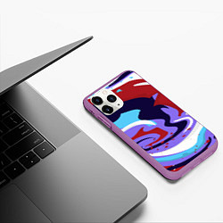 Чехол iPhone 11 Pro матовый Клякса абстракция, цвет: 3D-фиолетовый — фото 2