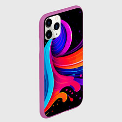 Чехол iPhone 11 Pro матовый Неоновая красочная абстракция - нейросеть, цвет: 3D-фиолетовый — фото 2