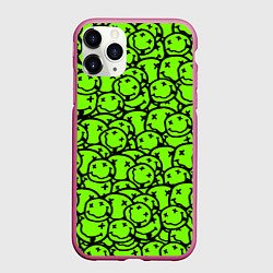 Чехол iPhone 11 Pro матовый Nirvana green logo smile, цвет: 3D-малиновый