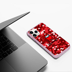 Чехол iPhone 11 Pro матовый Among us pixel game, цвет: 3D-розовый — фото 2