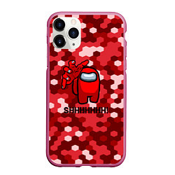 Чехол iPhone 11 Pro матовый Among us pixel game, цвет: 3D-малиновый