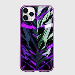 Чехол iPhone 11 Pro матовый Хаотичная чёрно-фиолетово абстракция, цвет: 3D-фиолетовый