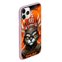 Чехол iPhone 11 Pro матовый Cat samurai, цвет: 3D-розовый — фото 2