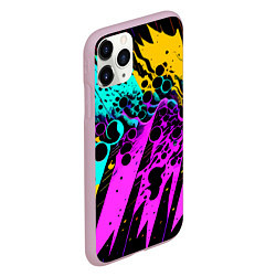 Чехол iPhone 11 Pro матовый Разноцветная неоновая абстракция - нейроарт, цвет: 3D-розовый — фото 2