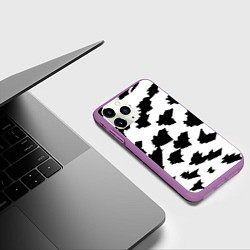 Чехол iPhone 11 Pro матовый Чётные пятна на белом фоне - минимализм, цвет: 3D-фиолетовый — фото 2
