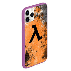 Чехол iPhone 11 Pro матовый Half life оранжевые краски, цвет: 3D-фиолетовый — фото 2