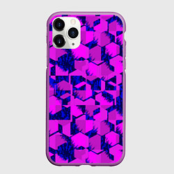 Чехол iPhone 11 Pro матовый Абстракция темно фиолетовый геометрический фон, цвет: 3D-фиолетовый