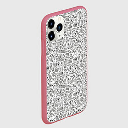 Чехол iPhone 11 Pro матовый Дудл граффити рэперское - паттерн, цвет: 3D-малиновый — фото 2